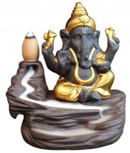Gold Polyresin Lord Ganesha Smoke Backflow - Pack of 1
